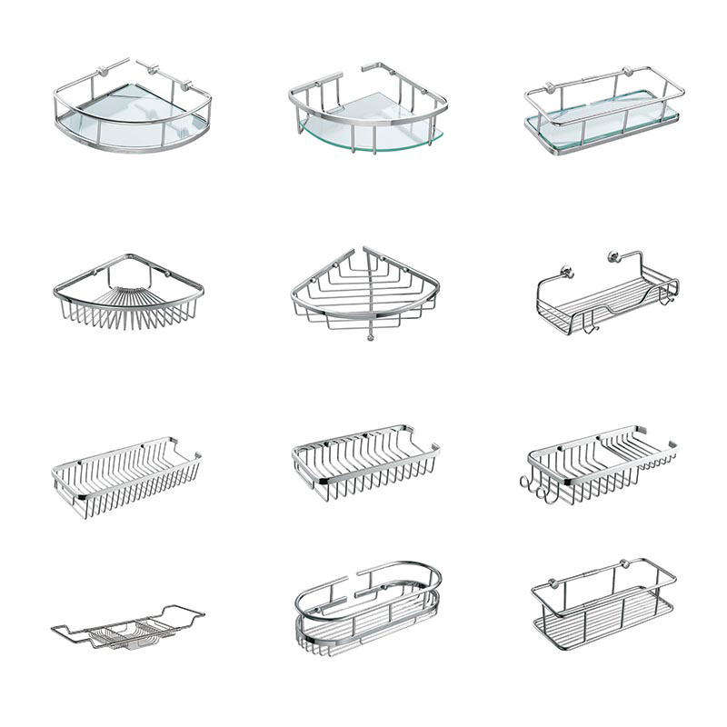 Triangle Double-Deck Wall Mounted Rack Holder Brass Corner Soap Basket