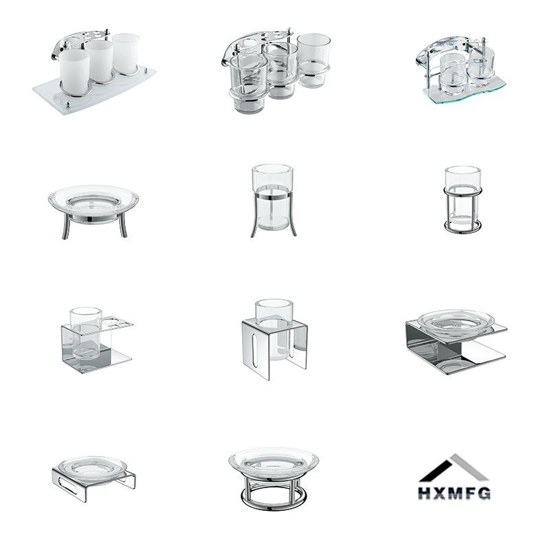 Desktop Glass Dish Simple Design Chrome Plate Brass Tumbler Cup Holder