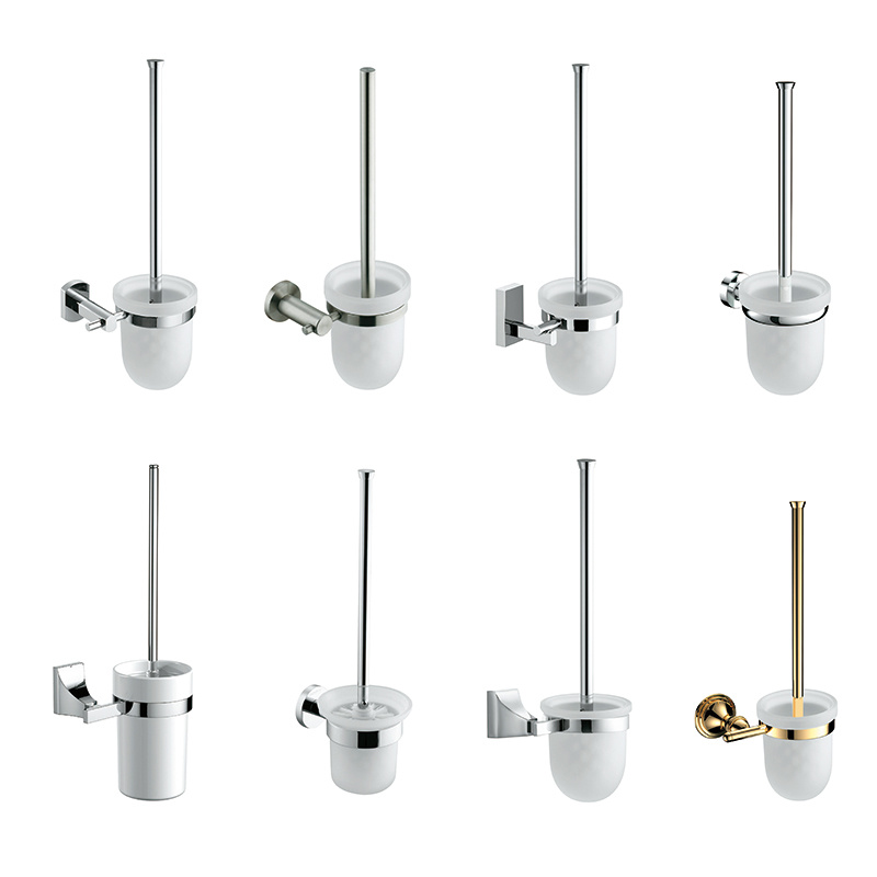 Silver Color Chrome Plate Stainless Steel Toilet PP Cleaning Brush with Holder