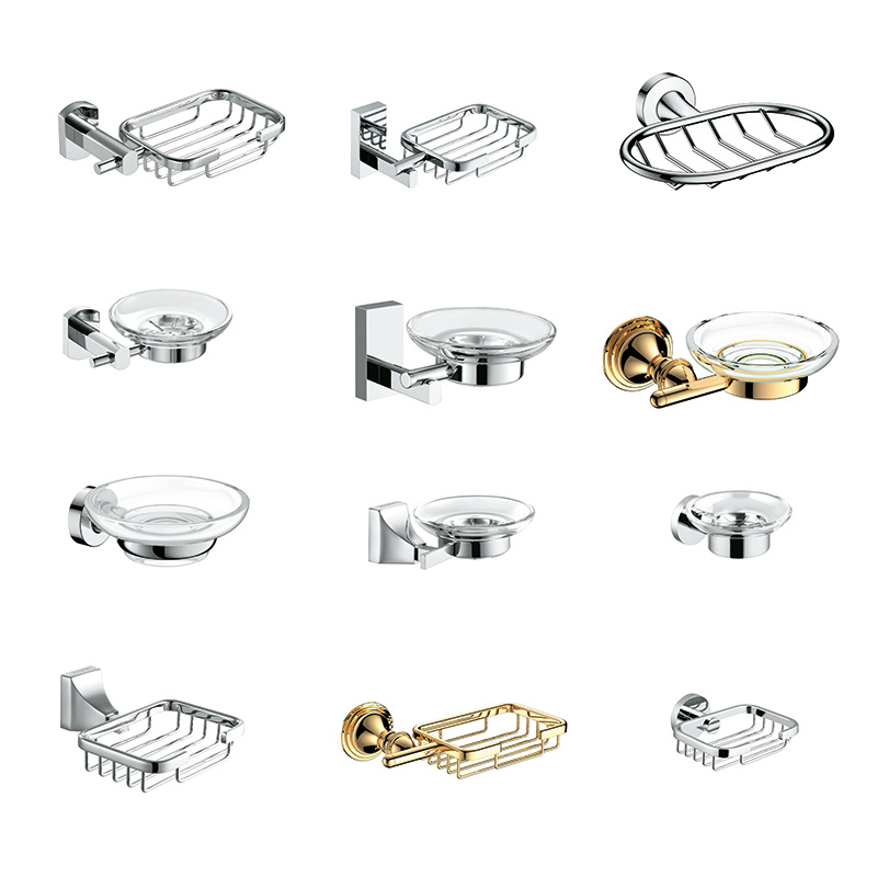 Customized Available Square Wall Mounted Chrome Plate Brass Soap Dish