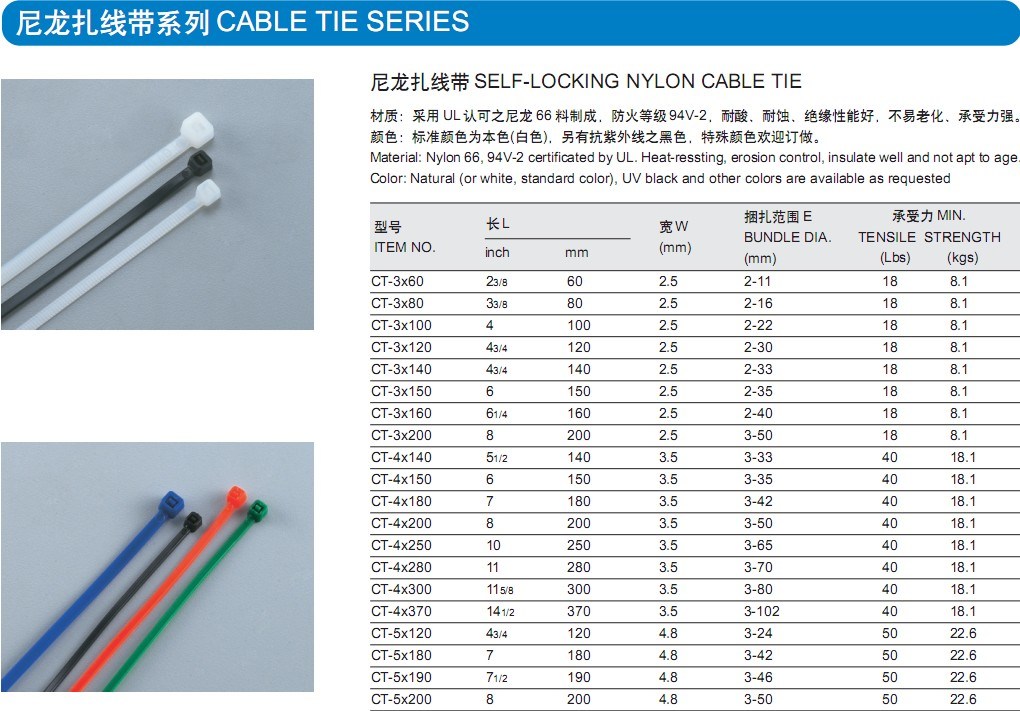 Nylon 66 94V-2 Magic Twist Cable Tie with UL Certificate