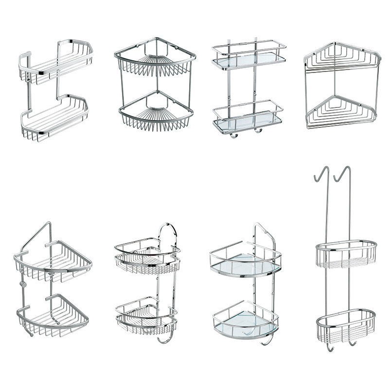 Chrome Plate Three Area Bathroom Kitchen Square Brass Soap Basket