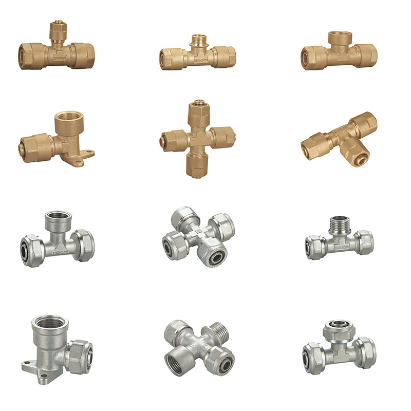 Chrome Plate Double Nipple Brass Pex Pipe Compression Fitting Elbow